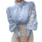 Lace Shirt Pearl Button Top