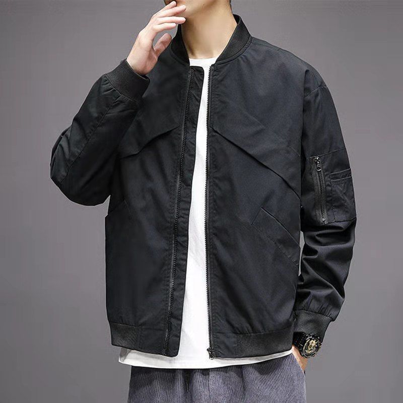 Solid Color Jacket Men's Casual Baseball Top Coat