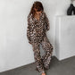 Leopard Print Pajamas Two-piece Set Comfortable Soft Long Sleeve